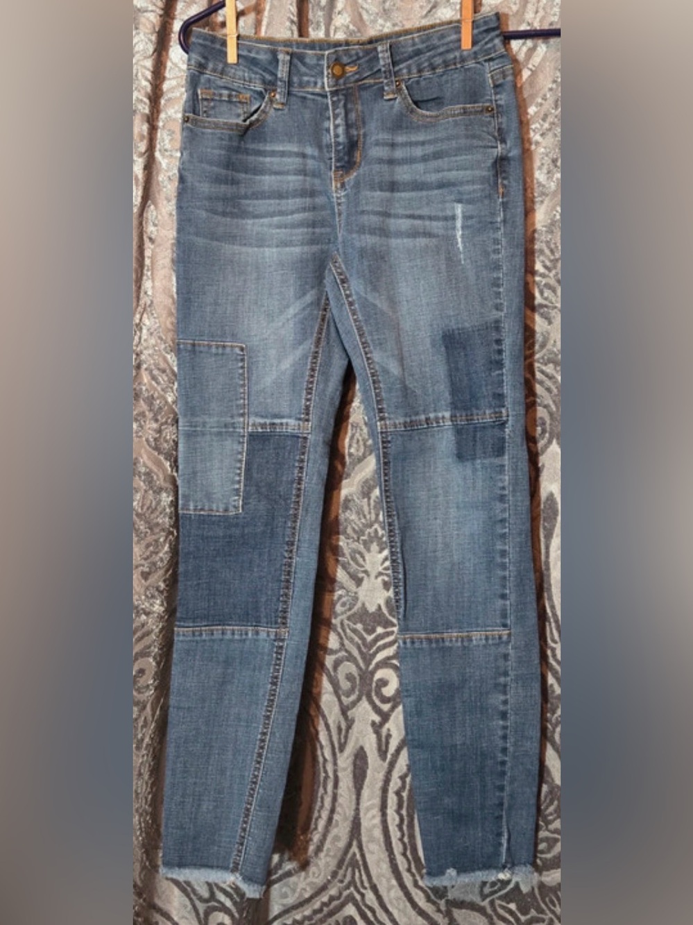 Harper Blue Patchwork Skinny Jeans